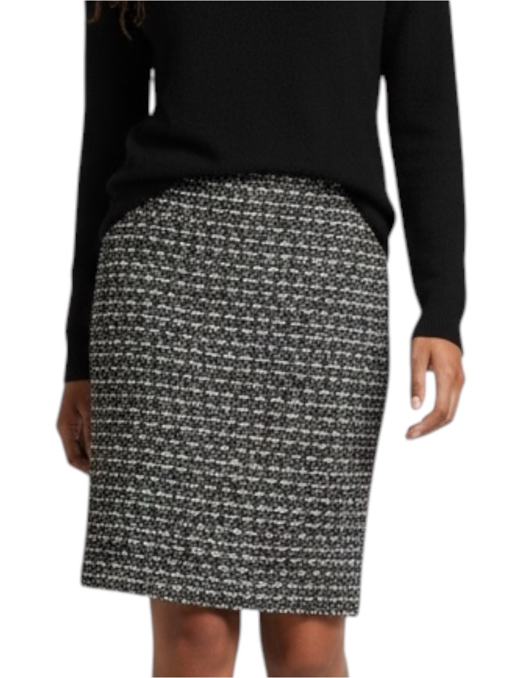 Calvin Klein Black Burgundy Woven Pencil Skirt Size 12 Career Office Metallic